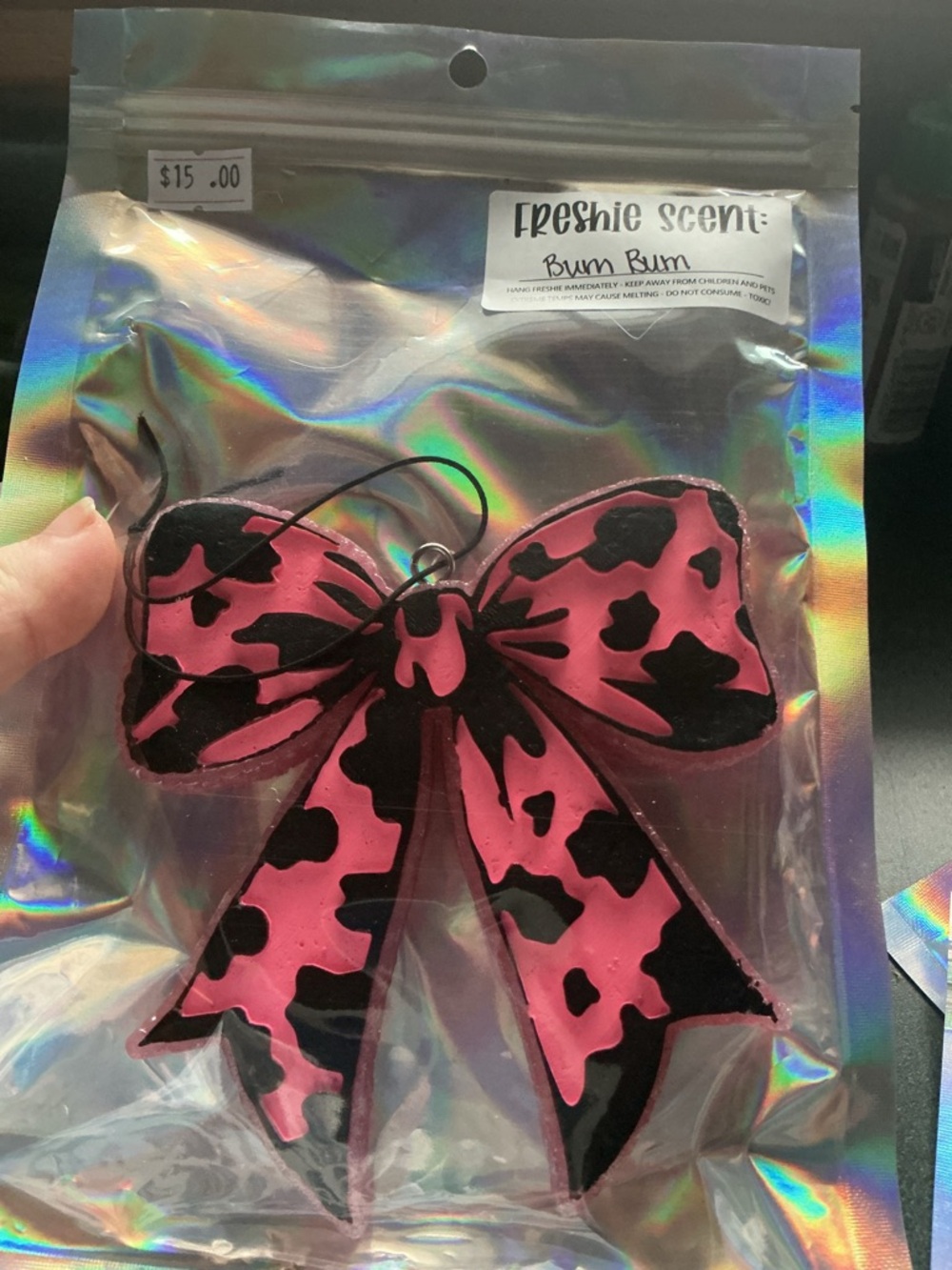 Cow Print Bow Car Freshie - Bum Bum